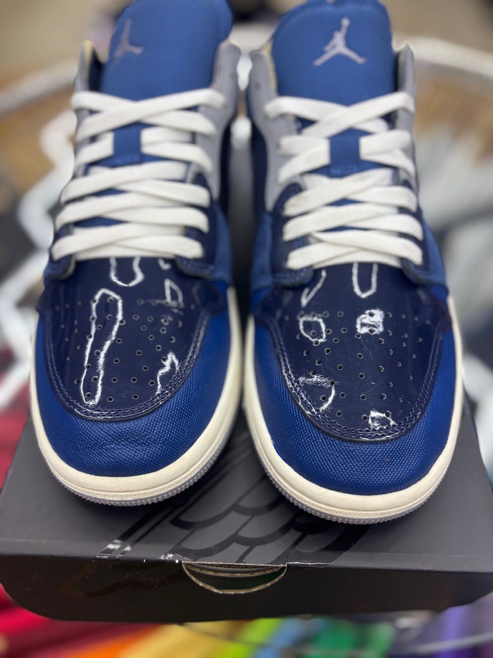 Jordan 1 Low SE Craft Obsidian French Blue Ashen Slate White - Used/Worn