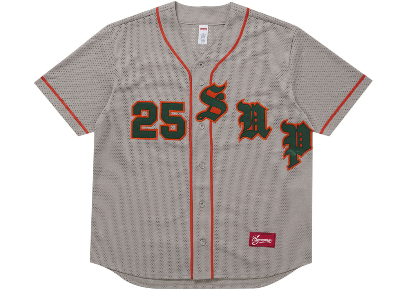 Supreme Old English Baseball Jersey Grey