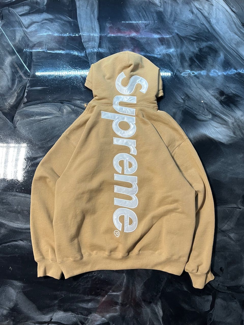 Supreme Satin Appliqué Hooded Sweatshirt (FW25) Brown