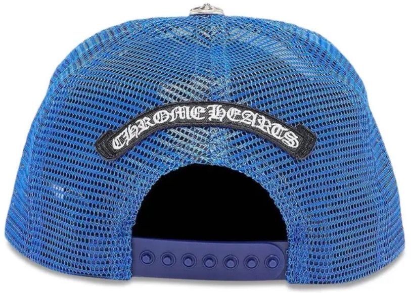 Chrome Hearts Triple Cross Camo Trucker Hat Blue/White