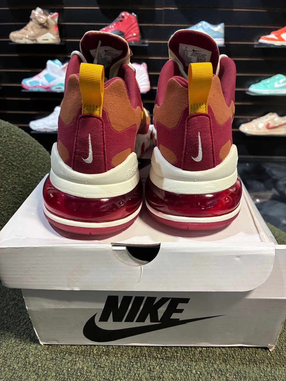 Nike Air Max 270 React Noble Red Team Gold - Used/Worn