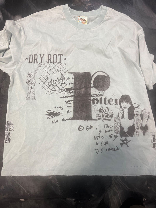 Dry Rot Big R Tee Light Blue