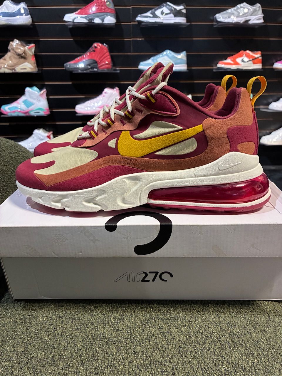 Nike Air Max 270 React Noble Red Team Gold - Used/Worn