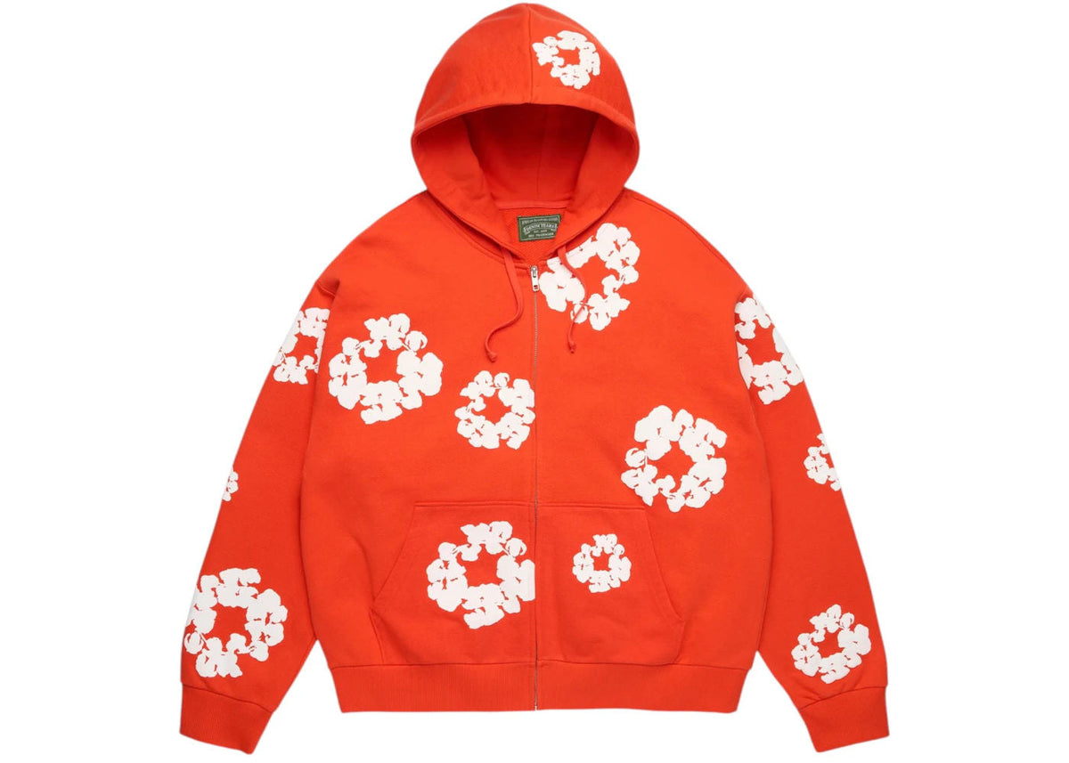 Denim Tears Cotton Wreath Zip Hoodie Dark Orange