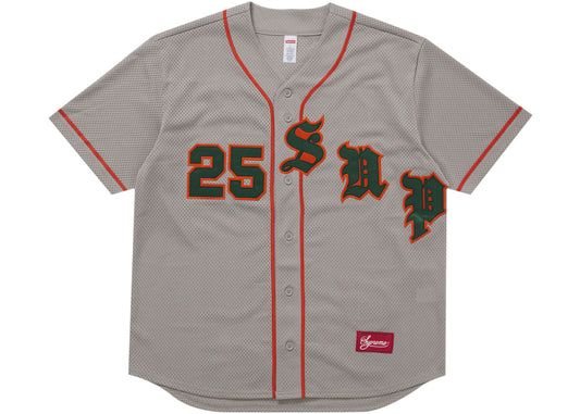 Supreme Old English Baseball Jersey Grey
