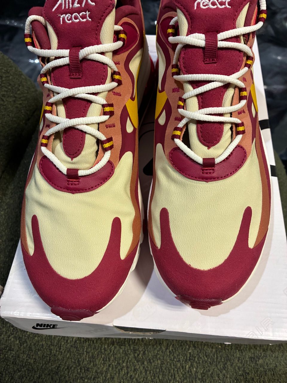 Nike Air Max 270 React Noble Red Team Gold - Used/Worn