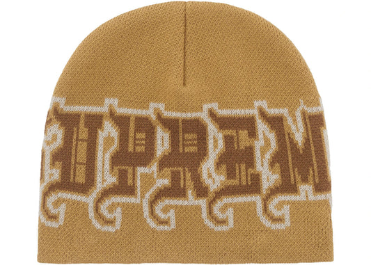 Supreme New Era Outline Beanie Brown