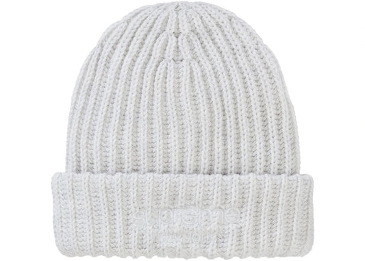 Supreme Chunky Rib Classic Logo Beanie White