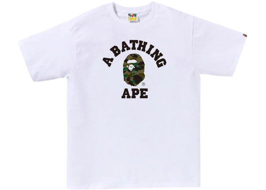 BAPE A Bathing Ape 1st Camo College Tee White/Green