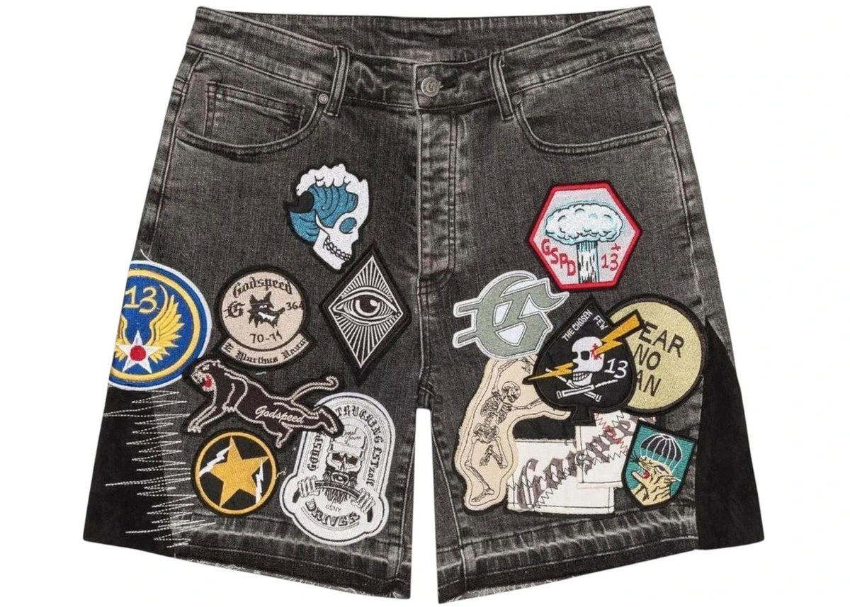 Godspeed Patchwork Denim V2 Shorts Grey