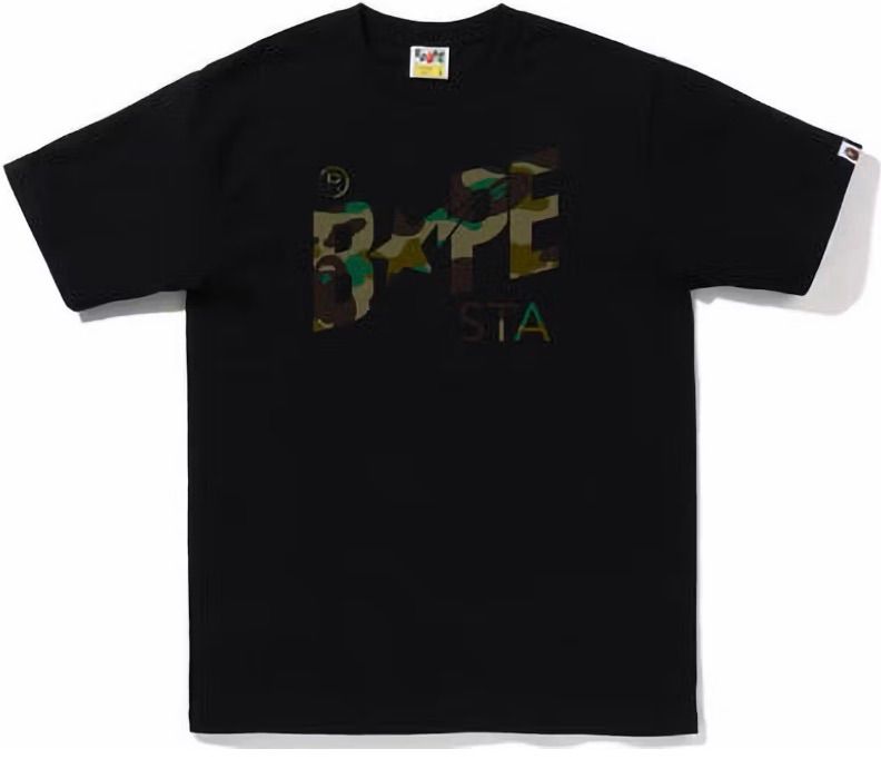 Bape 1st Camo Bape Sta Logo Tee Black