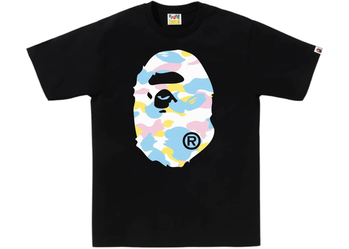 BAPE New Multi Camo Big Ape Head Tee Black