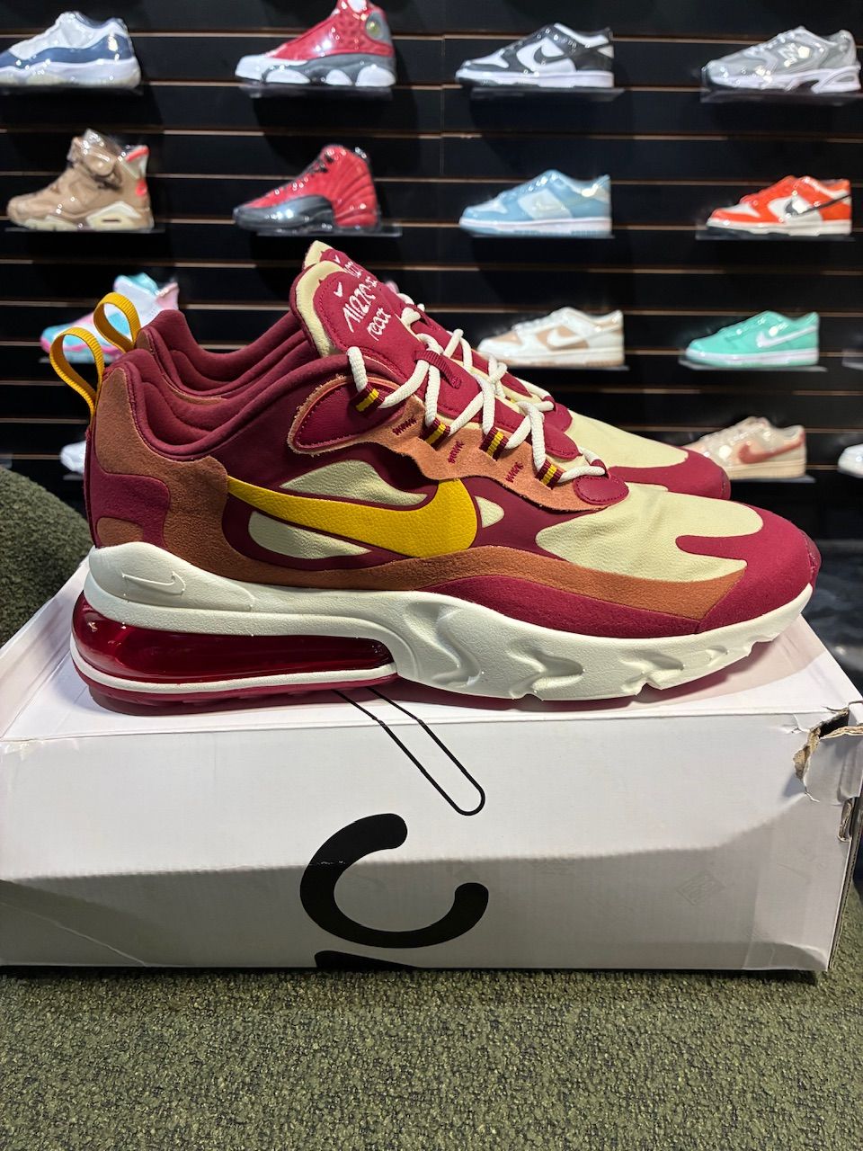 Nike Air Max 270 React Noble Red Team Gold - Used/Worn