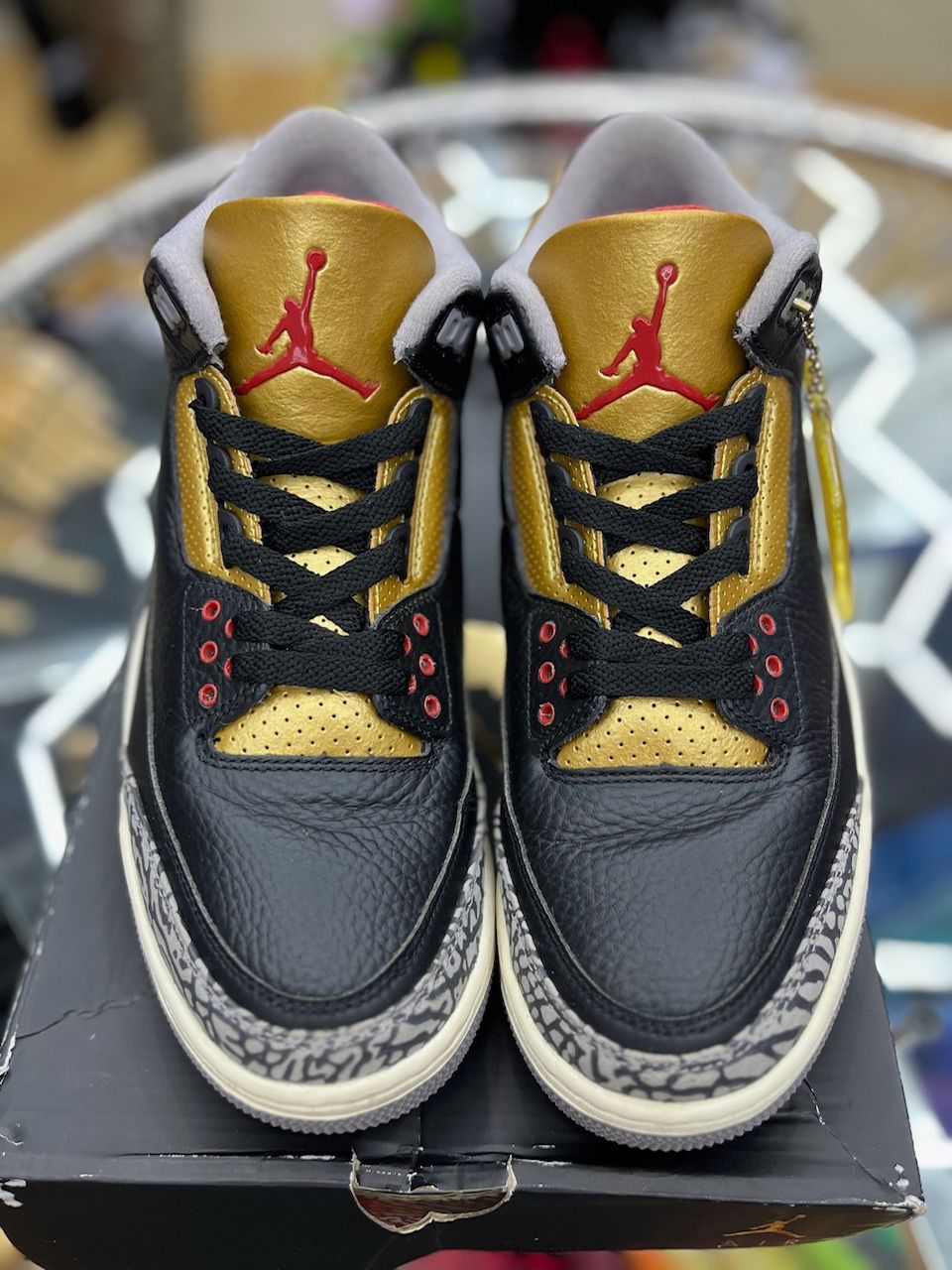 Jordan 3 Retro Black Cement Gold (Women's) - Used/Worn
