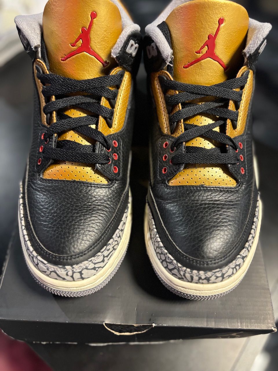 Jordan 3 Retro Black Cement Gold (Women's) - Used/Worn