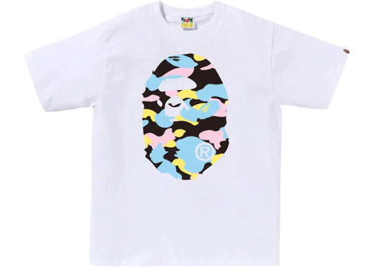 BAPE New Multi Camo Big Ape Head Tee White