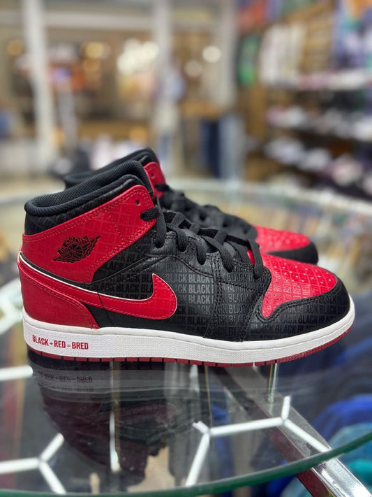 Jordan 1 Mid Bred Text (GS) - No Box/Used