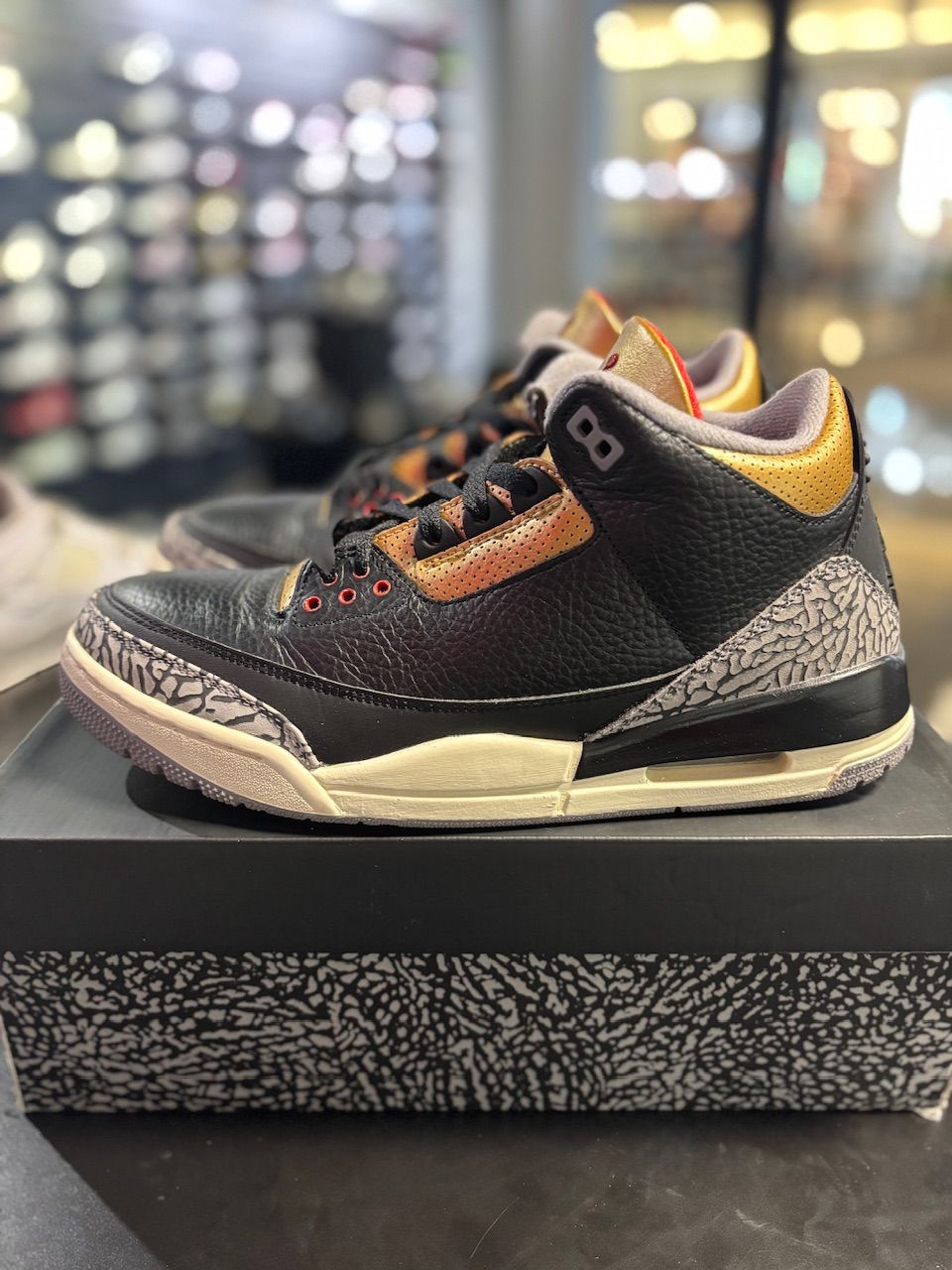 Jordan 3 Retro Black Cement Gold (Women's) - Used/Worn